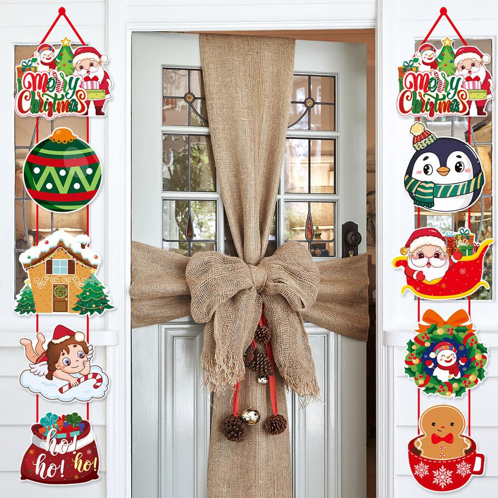 Christmas Door Hanging/Holiday Decoration Couplets Santa Claus Snowman Door Curtain Hanging Decorations Party Supplies, Suitable for Birty,