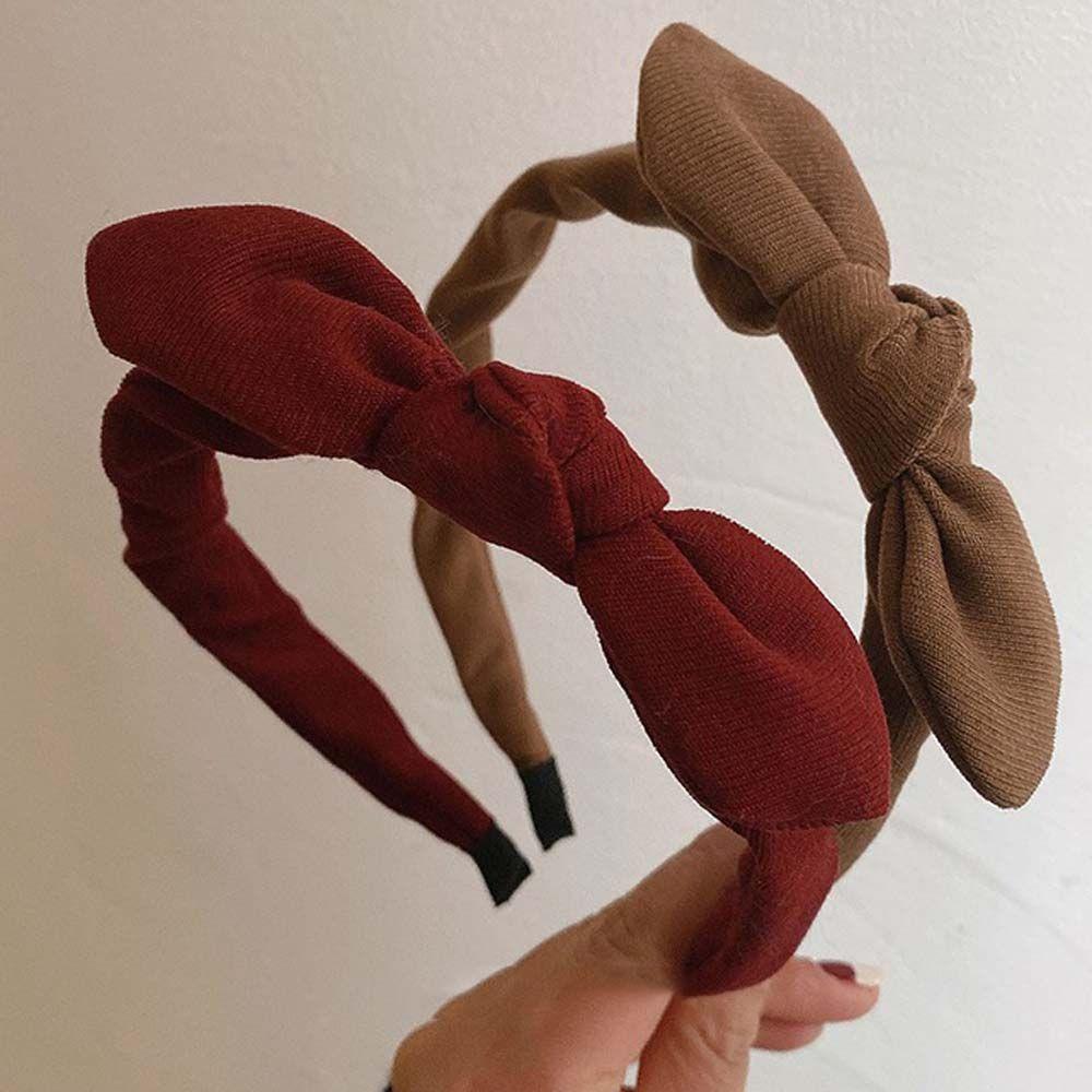 Velvet Bow Headwear Wine Red Refreshing Bow Hair Hoop Korean Headbands Head Hoop Bow Hair Band