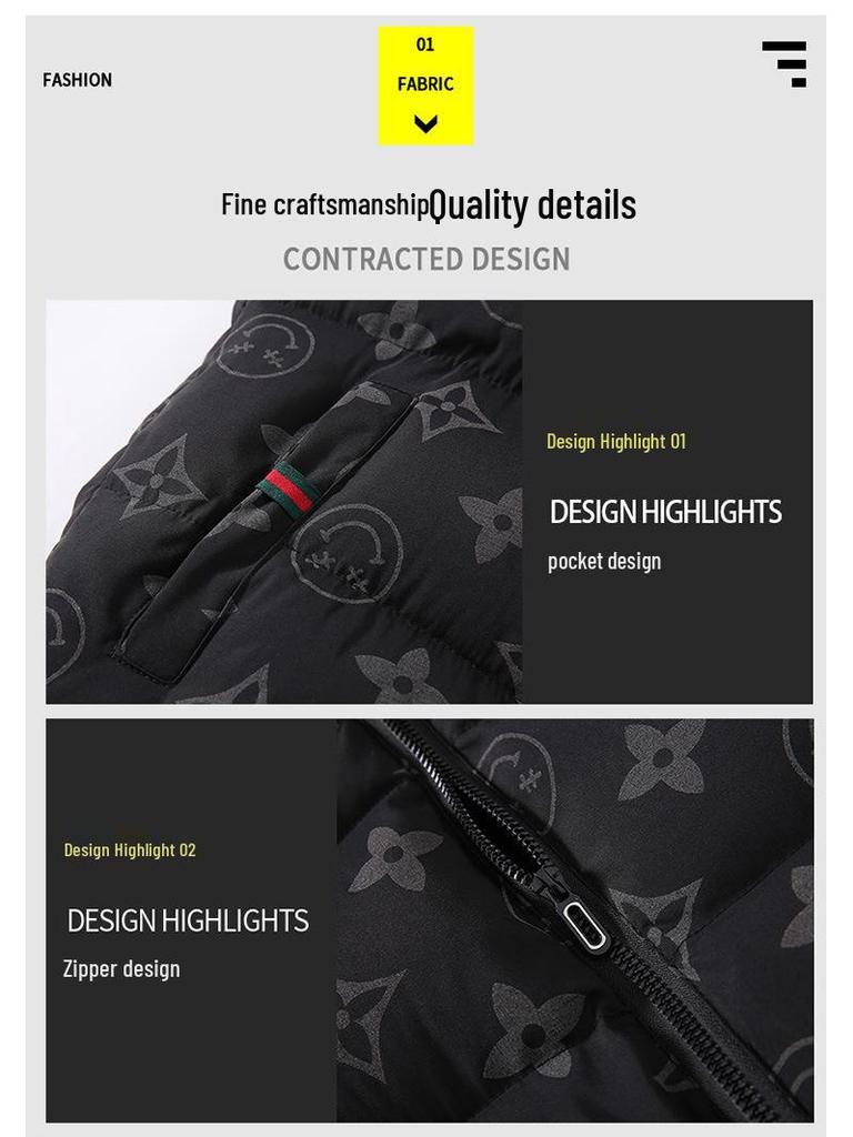 Korean Style Reflective Letter Cotton Vest: Warm, Hooded, Slim Fit Sleeveless Jacket for Men