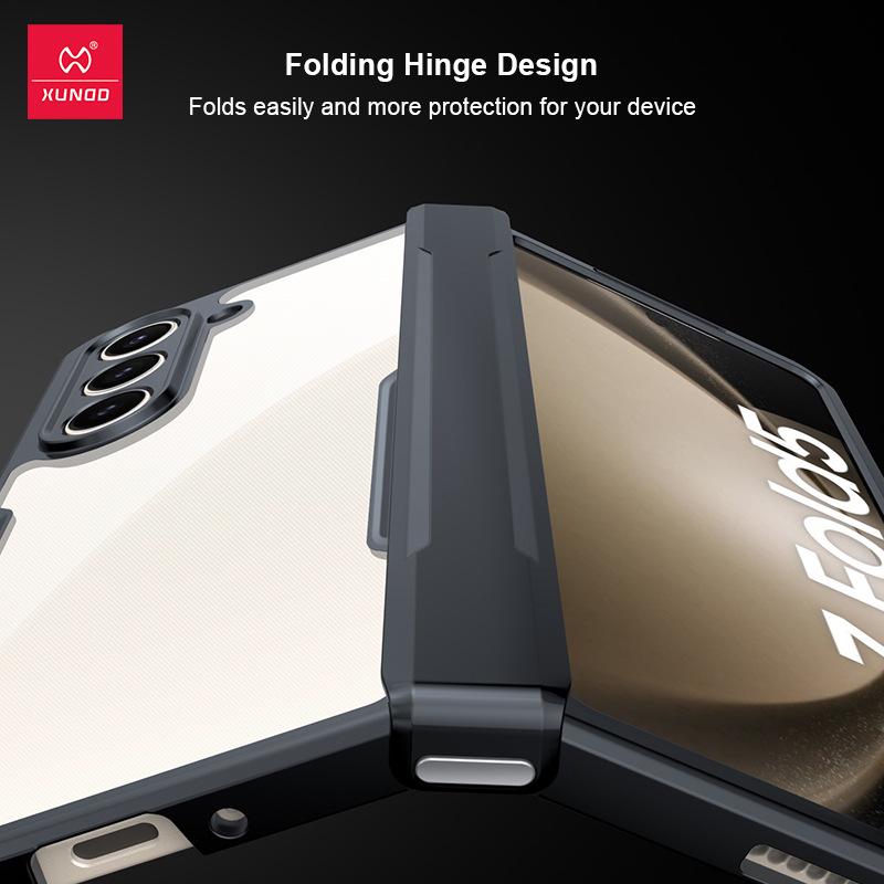 Xundi Z Fold7 Shockproof Case for Samsung Galaxy 6 - Transparent Glass Foldable Cover