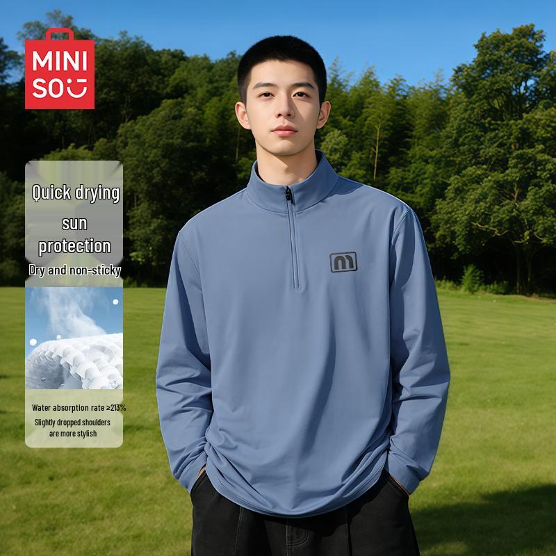 MINISO Men s Quick-Dry Long-Sleeve Half-Zip Stand-Collar T-Shirt 2XL