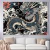 2D Oriental Dragon Wave Tapestry Black Background Home Background Cloth