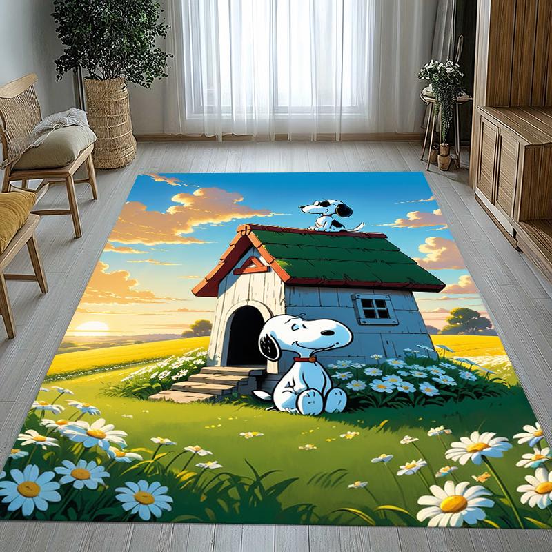 Tappeto Area Antiscivolo Cartoon Cane Snoopy Carino per Soggiorno, Morbido Tappeto per Camera da Letto, Stanza dei Giochi dei Bambini, Divano, Decorazione per la Casa, Zerbino, Regalo