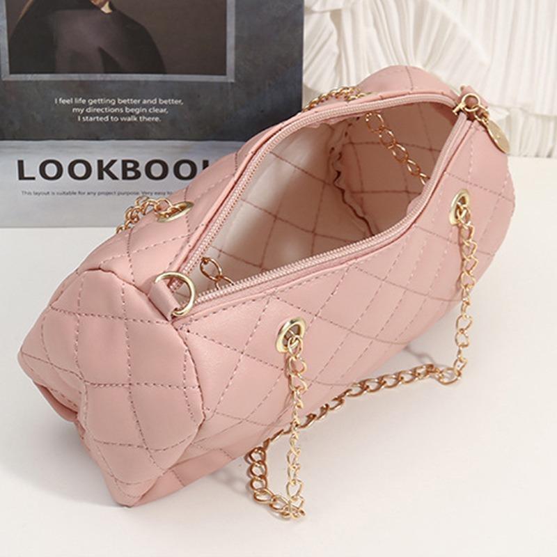 High quality diamond cylinder bag double shoulder strap niche chain diamond bag