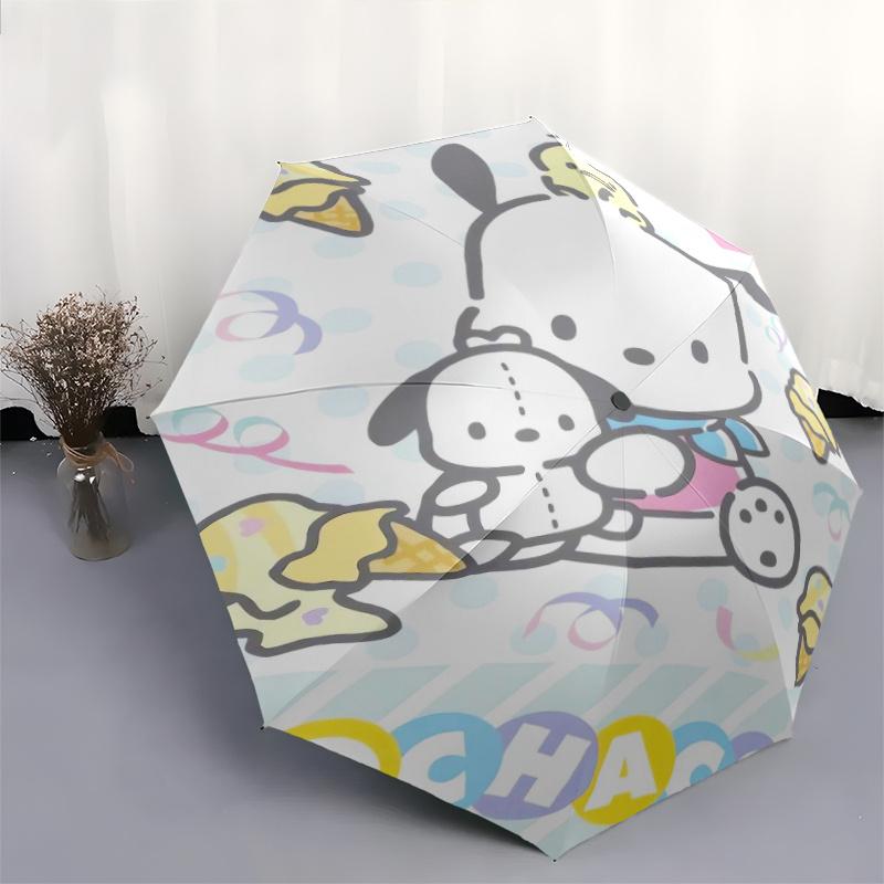 Ribbon Ice Cream Pochacco Automatic Folding Umbrella - 3 Folding Design, Vivid Cartoon Pattern, Suitable for Outdoor Activities, A Gift for Fans In Al