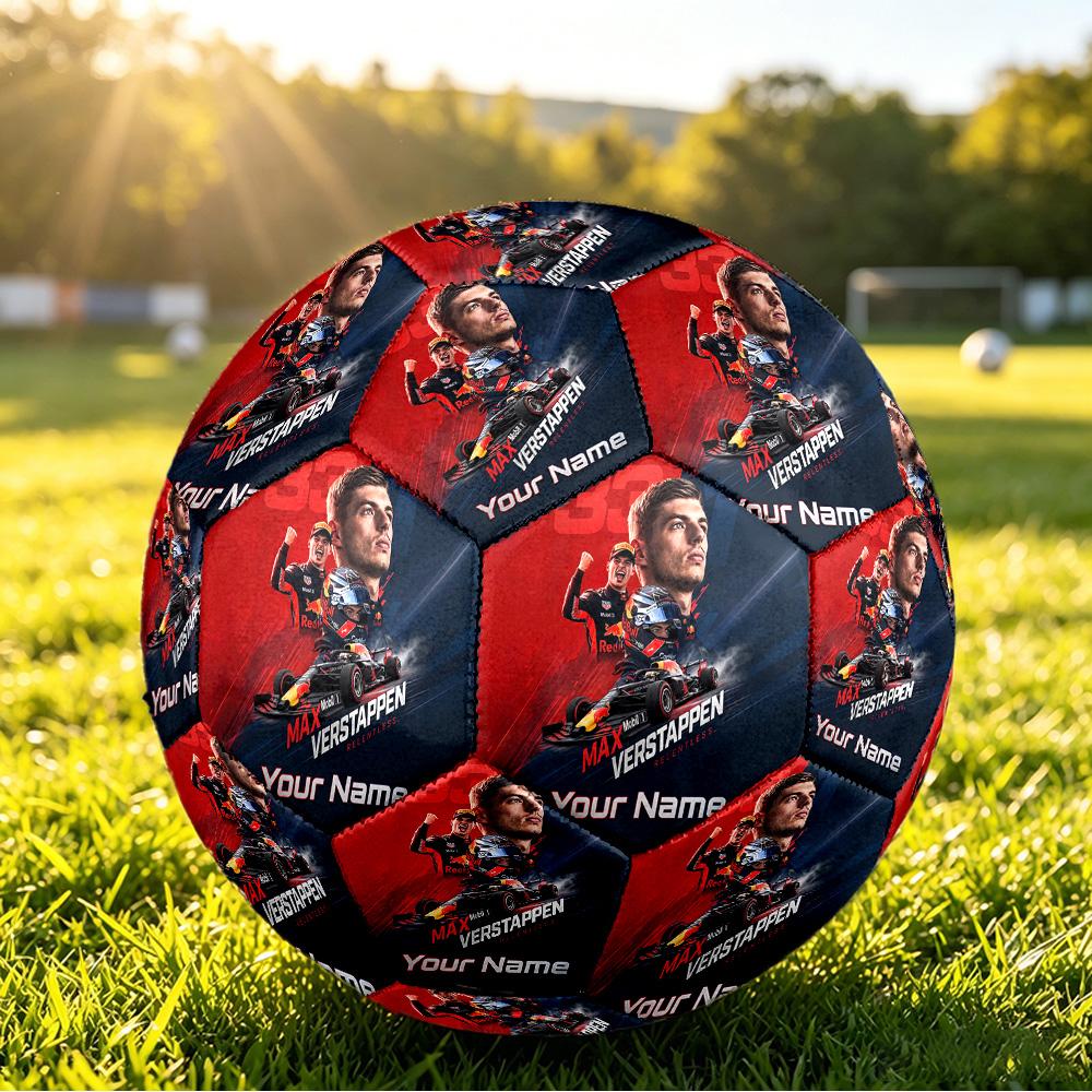 Max Verstappen Size 5 Football, Custom Name Text Personalized Soccer Ball Sport Training Gift