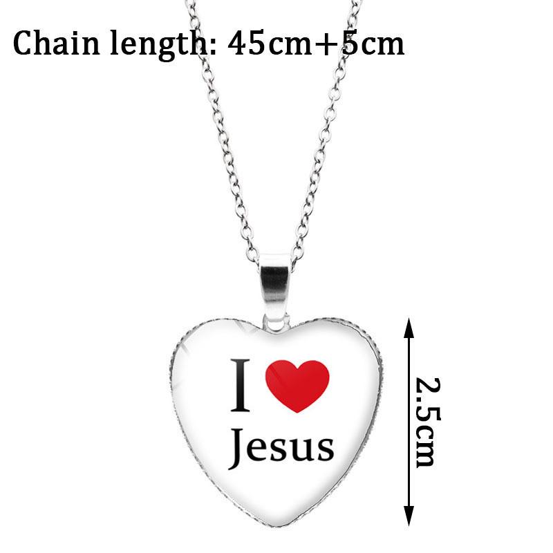Lovely I Love Jesus Heart Pendant Necklace With Durable Alloy Material And Crystal Finish