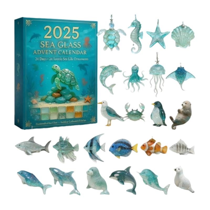 

Collectible Marine Life Acrylic Pendant Ornament Christmas Tree Hanging Decoration Advent Calendar Set 1