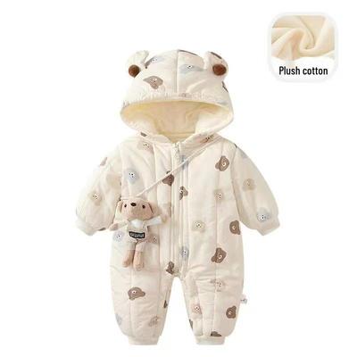 Super Cute Fleece-Lined Infant Jumpsuit – Winter Bodysuit for Newborns