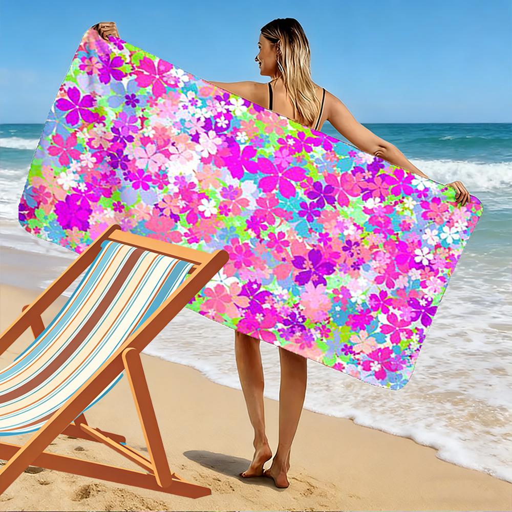 Floral Pattern Colorful Design Towel Beach Towel Quick-drying for Travel Outdoor Sports Jogging Beach and Swimming