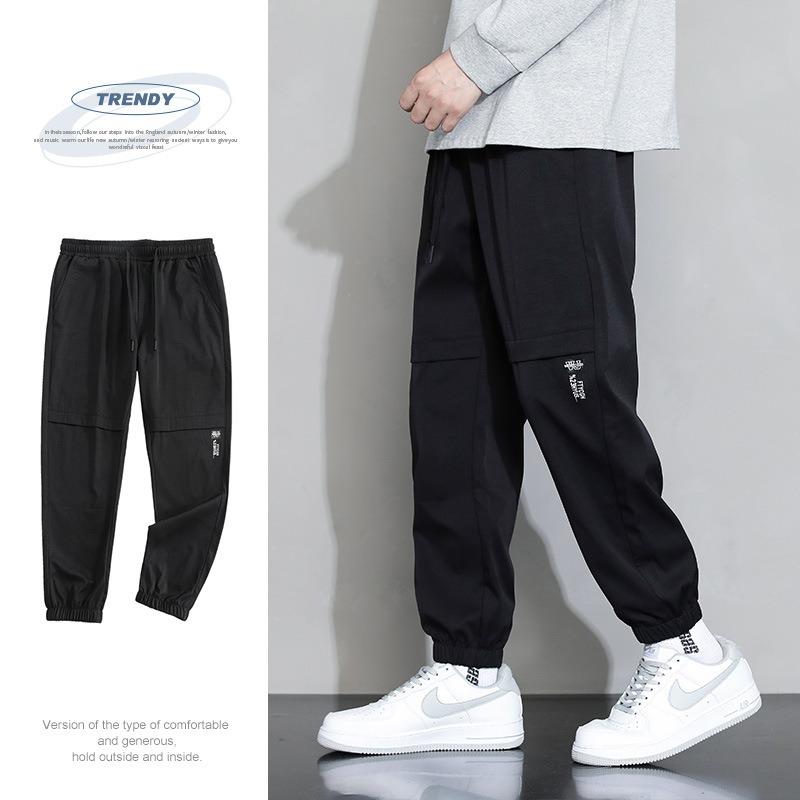 Summer New Men's Sports Casual Pants Solid Color Versatile Loose Tie Men's Sweatpants Youth Overalls Boys
