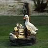 Resin Duck & Squirrel Solar Garden Water Feature Statue