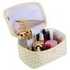 Double Layer Toiletry Bag with Compartments Cotton Makeup Cosmetic Bag Zipper Closure Floral for Toiletries Accessories Brushes
