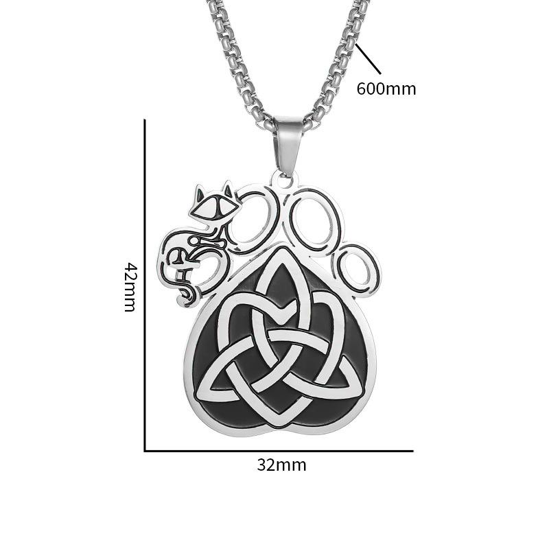 Novo Pingente Estético Europeu e Americano de Coração de Gato Nó de Bruxa Gato Vazio Garra Aço Titânio Colar Joia