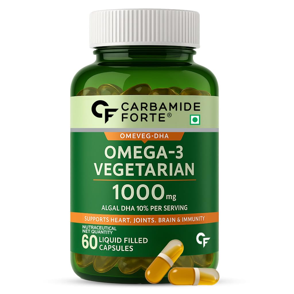 

Carbamide Forte Veg Omega3 1000mg Capsules for Men & Women with Algal DHA Plant-Based Omega 3 60 Veg Capsules