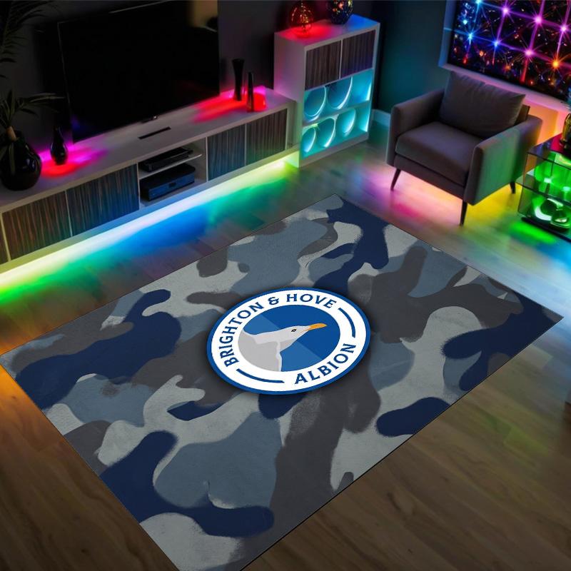 Brighton & Hove Albion Football Design Crystal Velvet Carpet Cozy Non?Slip Printed Rug For Bedroom Living Room Entrance