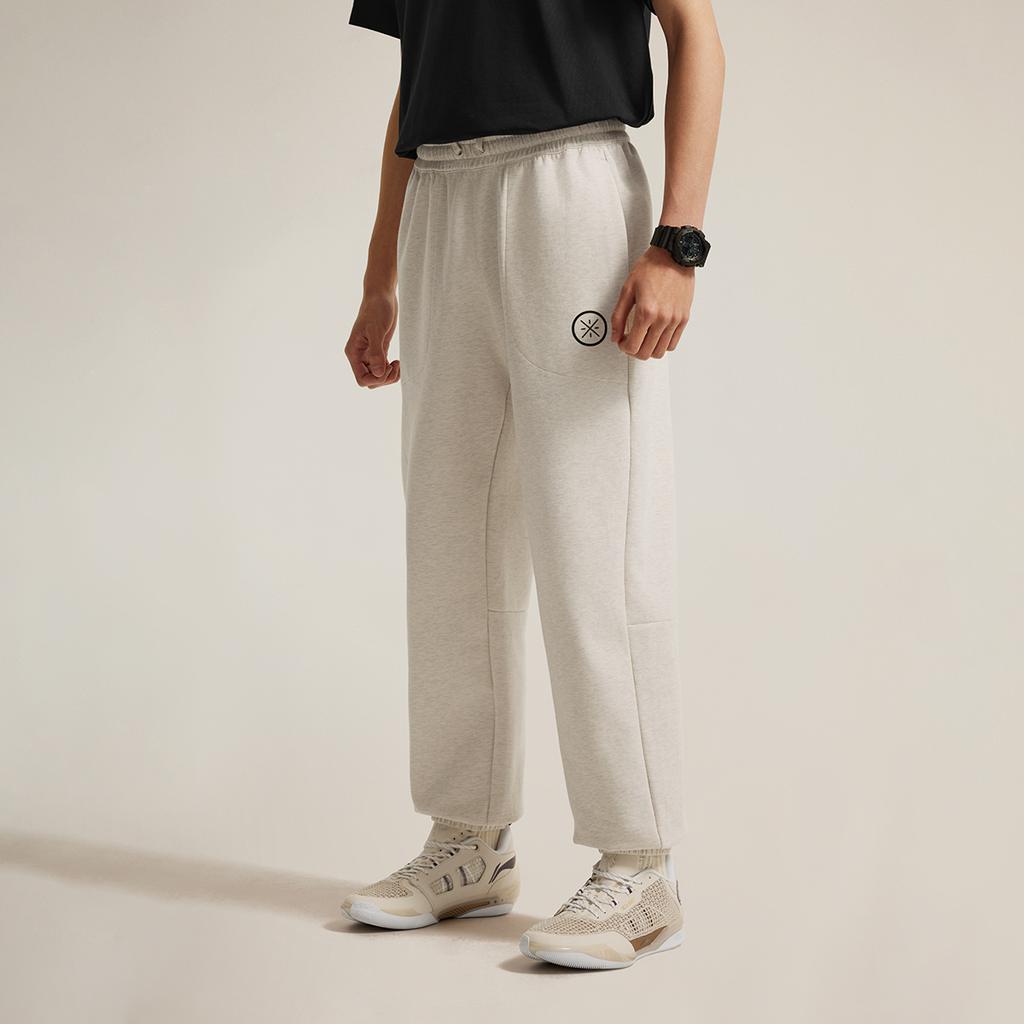 Li Ning Wade Series Casual Simple Cuffed Loose Knit Sports Pants Men bottoms Flower-Gray Tile-Gray AKLV079-2
