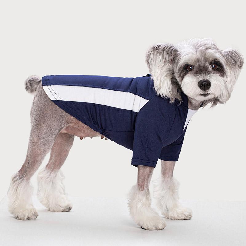 

Sporty Sweatshirt For Dog Puppy Clothes Knitted Pet Harness Coat Puppy Clothes with D-ring Kitten Costume Golden RetrieverJacket S синий