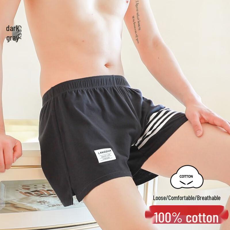 LANGSHA Men's Pure Cotton Antibacterial Loose Boxer Shorts