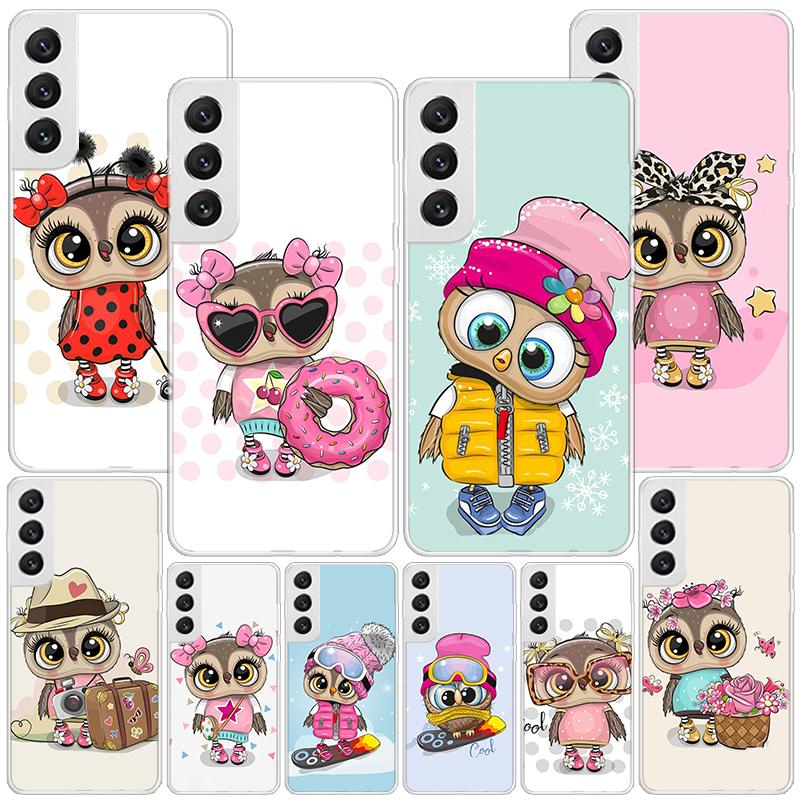 Cute Owl Hearts Lover Phnoe Case for Samsung Galaxy S26 S25 Edge S23 S24 Ultra S22 Plus S21 S20 FE Unique Cover Soft Coque Galax