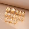 Wind Metal Texture Glossy Water Drop Ring Set, Fashionable Geometric Irregular Open Ring