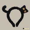 Korean-Style Handmade Black Cat Headband for Women - Cute Cartoon Hair Accessory for Face Washing & Makeup
