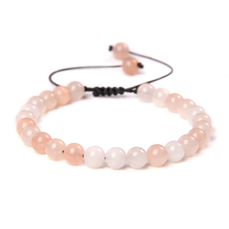 Natural Stone 6mm Beads Bracelet Adjustable Rope String Braided Bracelets For Women Men Amethysts Red Agates Lava Beaded Bangles