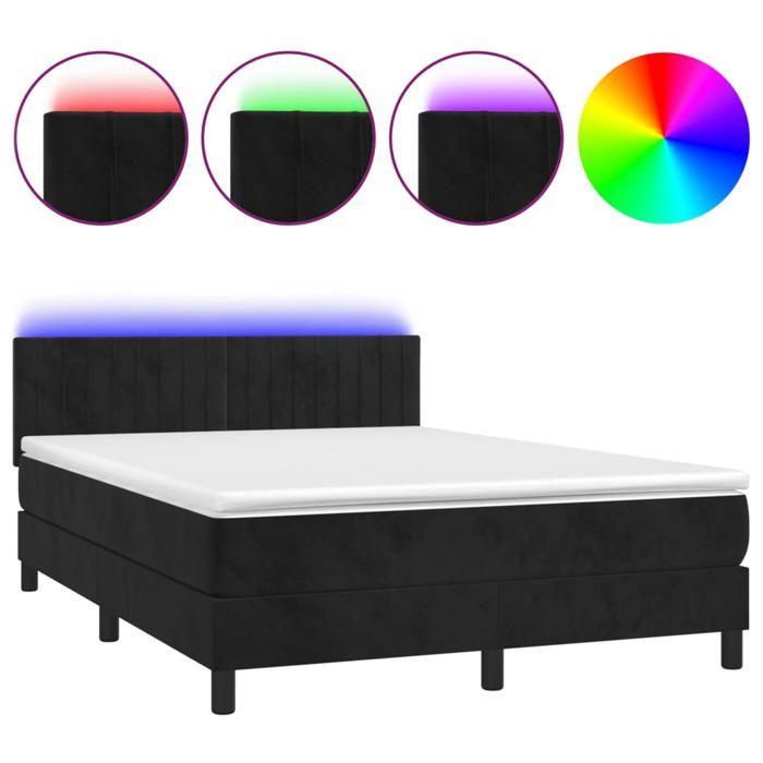 VidaXL Bed Slat Base with Mattress and LED, Upholstered Bed, Double Bed, Adult Bedroom Interior Bed, 3134521