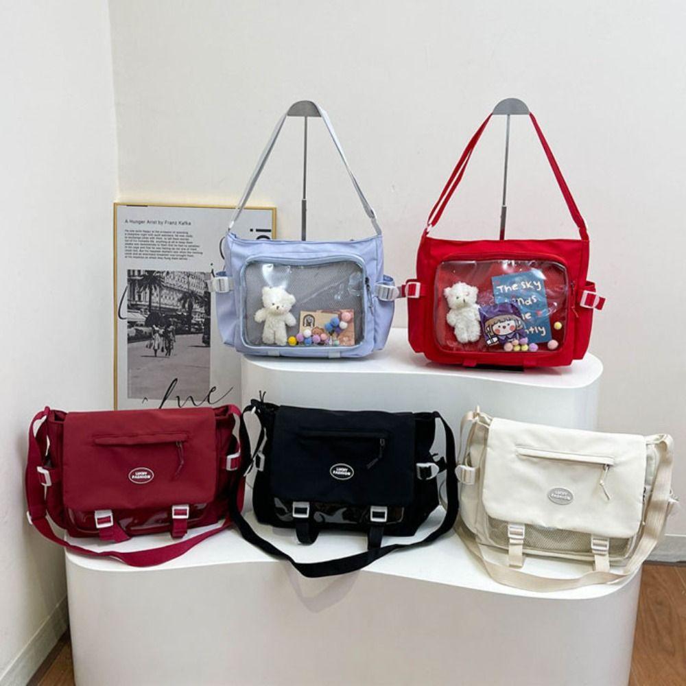

Nylon Transparent Itabag PVC Student School Bag Portable Canvas Crossbody Bag Travel вино красного