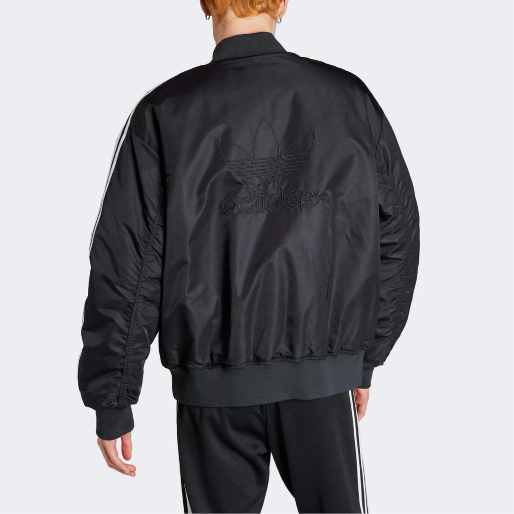 Adidas Originální pruhovaný design Reversibilní ležérní volná bavlněná bunda Pánská bunda Černá IW3641
