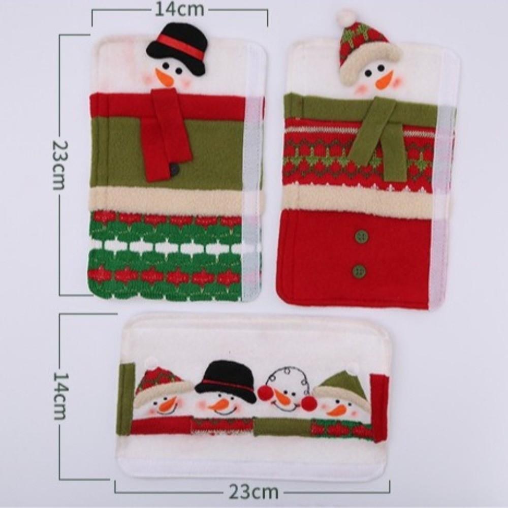 3Pcs/set Christmas Snowman Refrigerator Door Handle Covers Christmas Decorations Holiday Decor