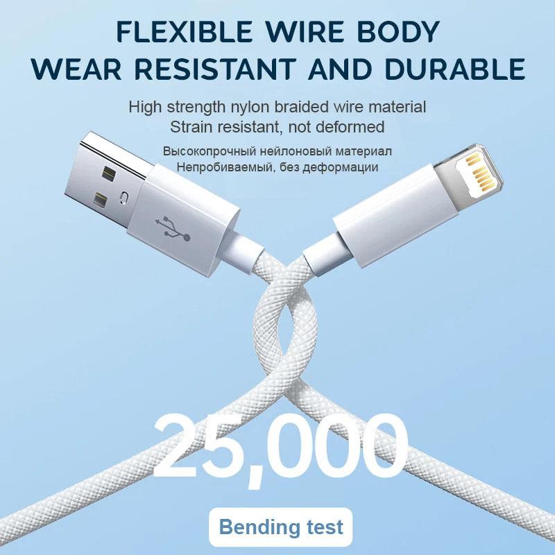 30W Fast Charging USB Cable For 14 13 12 11 Pro Max 8 7 6 Plus XS X XR Type C Data Line 2M Quick Charge Phone Accessories