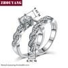 INS Fashion Simple Ring Set For Women Luxury Elegant Style Cubic Zircon Silver Color 2PCS Wedding Engagement Fashion Jewelry