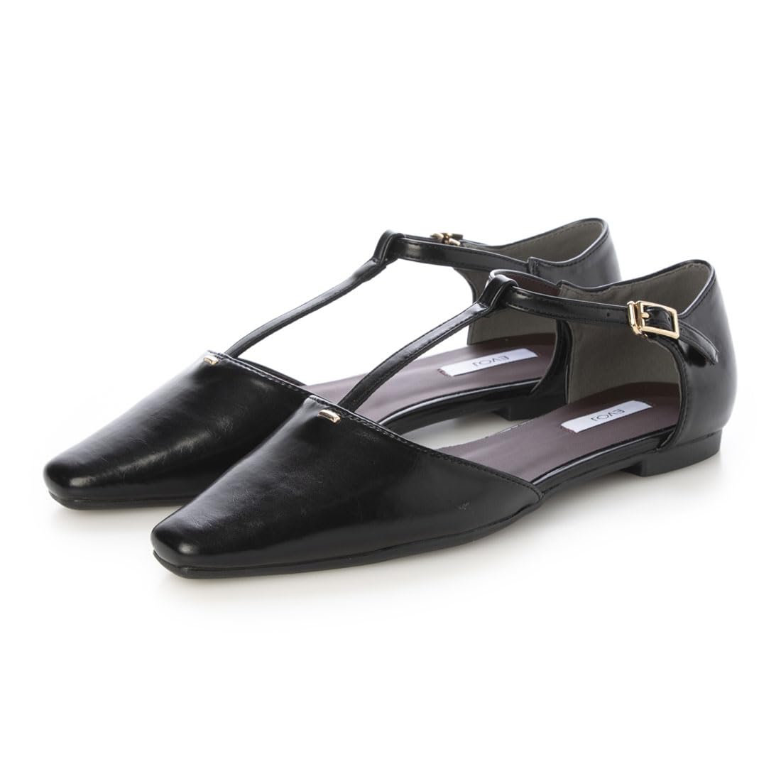 

EVOL Lightweight and Soft T-Strap Square Flat Pumps, Women s, Size 23.0 cm