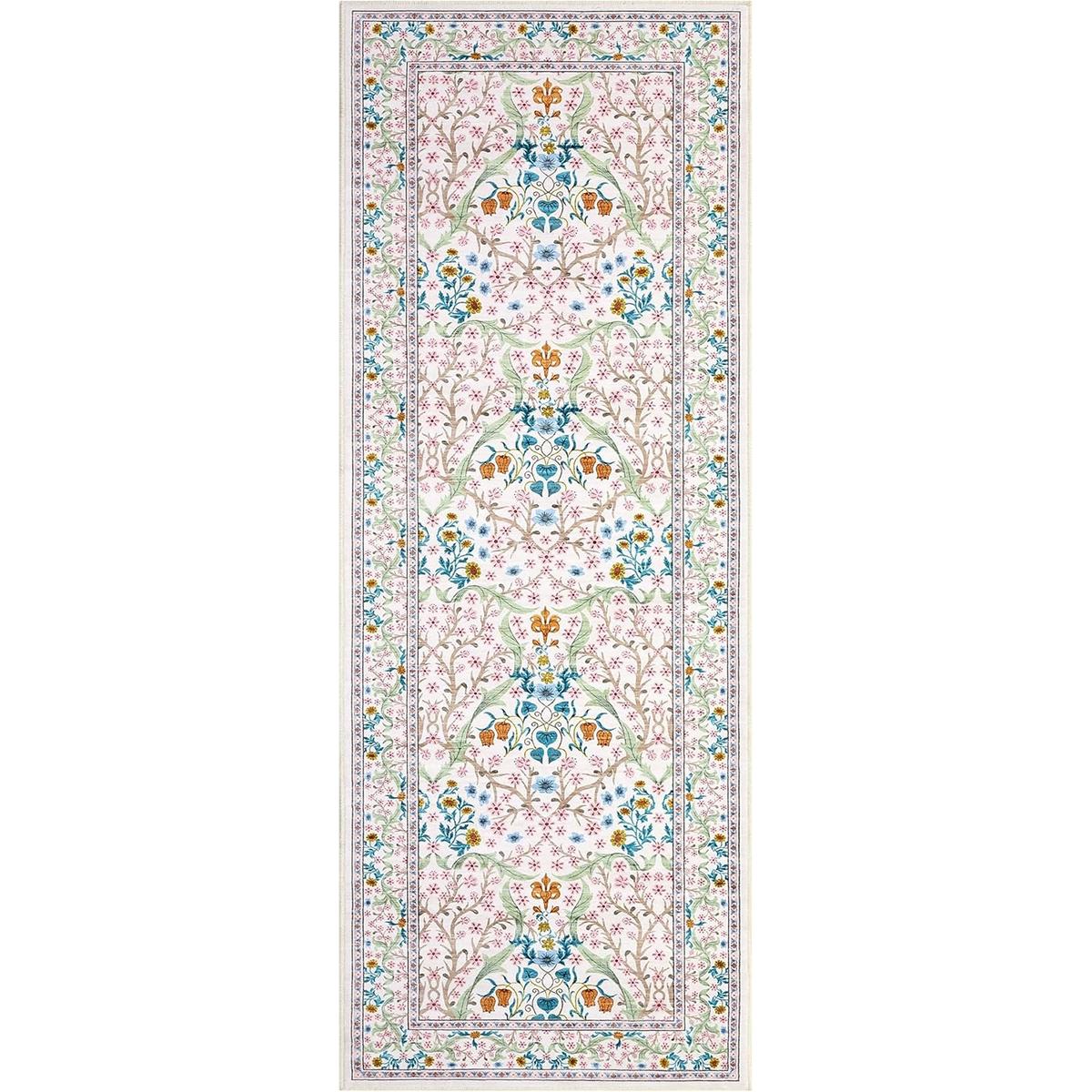

Dark Blue Bohemian Runner Rug Soft Machine Washable Plant Flower Carpet for Home Decoration Corridor Floor Mat 50x160cm