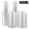 400ML  12oz 100 Cups TPE Plastic Coffee Cups Clear, Disposable Cups for Tea,smoothies Sodas and Mixed Drinks