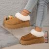 Thick-soled heightening snow boots toe half slippers women wear new winter plush cotton shoes