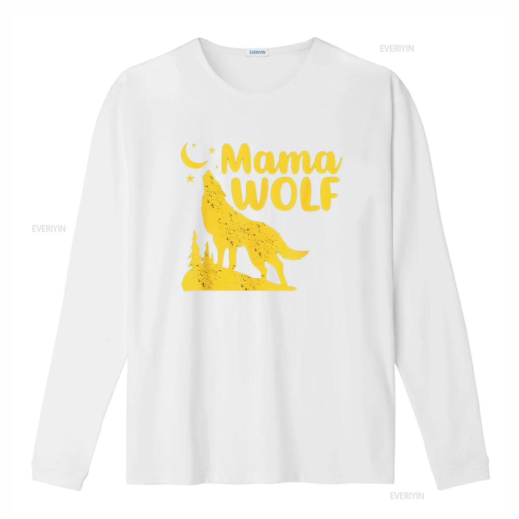 Womens Mama Wolf And Moon Momma Howling Funny Animal T Shirt Black vintage Washed homme Casual Stylish designer clothes