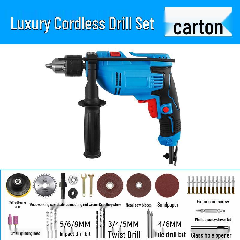 Multifunctional Electric Drill: Handheld 220V Hammer, Screwdriver, Pistol, and Wrench.