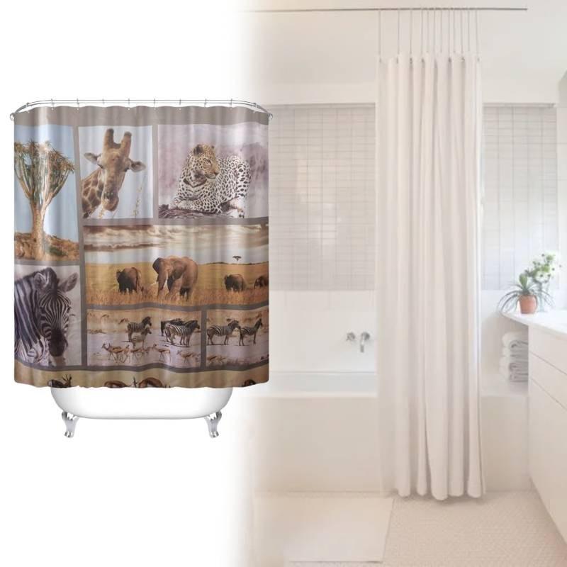 Animal Giraffe Pattern Shower Curtain Peva Waterproof Bathroom Divider Area Home