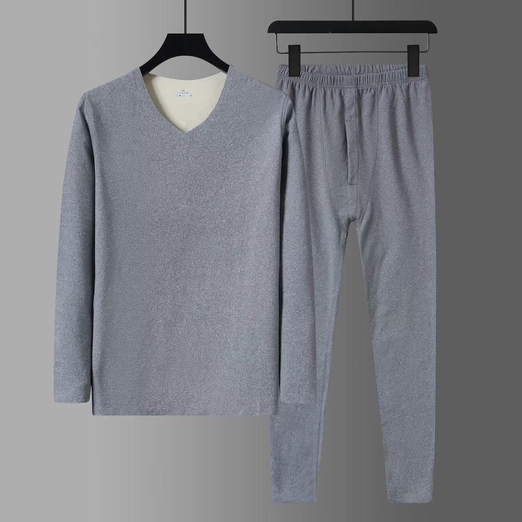 Men's Autumn Baselayer Set: De Velvet Sweater & Knit Pants - Thin, Warm Underwear for Winter