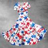 Women's Fashion Casual Independence Day Printed Short Sleeve Dress Elegant Maxi Dress