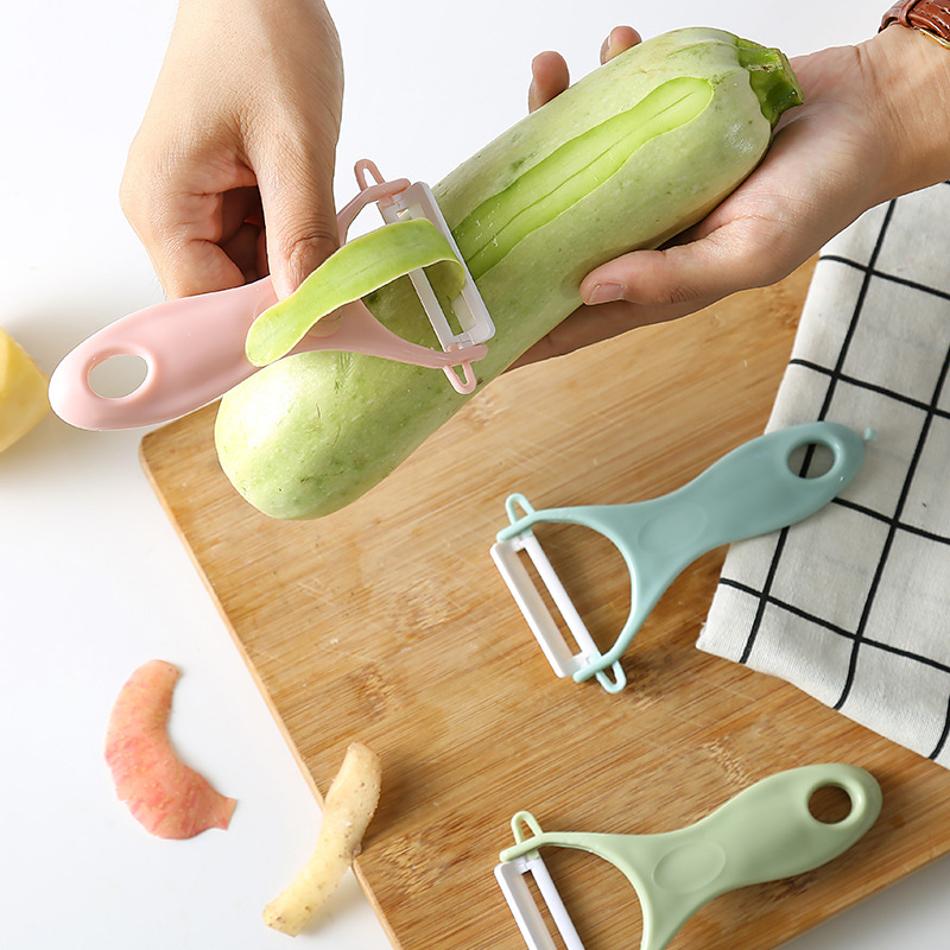 2 Pcs Vegetable Fruit Ceramic Peeler Cooking Tools Potato Peelers Ceramic Peeler (Color Random) New