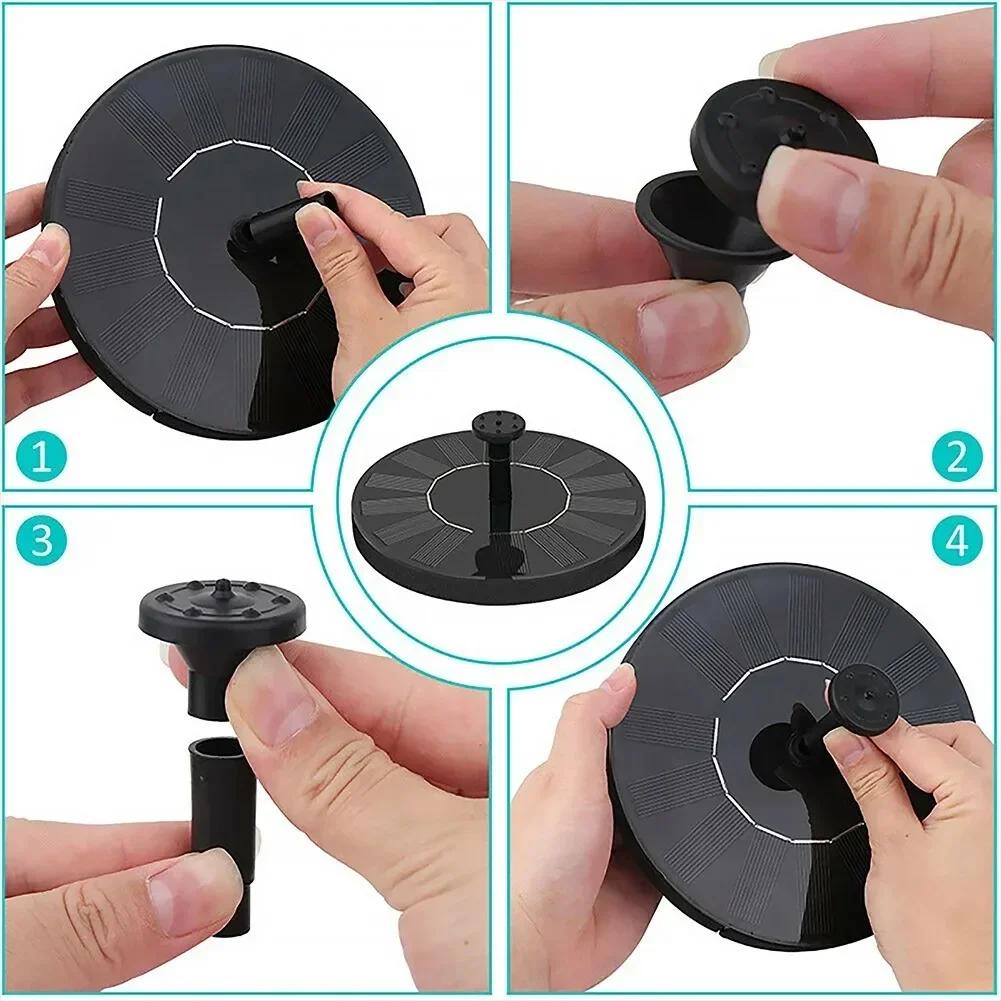 Solar Fountain Pump Solar Panel 16cm Floating Outdoor 8 Nozzles Garden Pond Bird Bath Pool Water Fountain Decor No Electricity