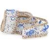 Diamond Ribbon, Dazzling 2.5cm DIY Diamond Mesh Wrap Roll Crystal Rhinestones Chain Trim Ribbon Decoration (Sapphire Blue Stone + Gold Bead Chain)