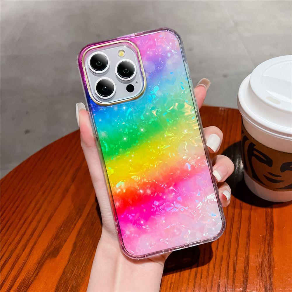 Stylish Electroplate IMD Leopard Rainbow Phone Case for iPhone 16 15 14 Plus 11 Pro Max Protective Back Cover Made Durable PC