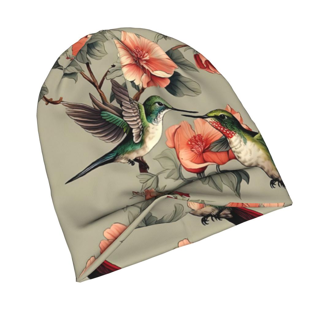Florals And Hummingbird Adult Knit Beanie with Style Fits Effortlessly Into Seasonal Wardrobes and Pairs Well with Jackets or Casual Looks