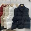 Winter Autumn Women's Stand Collar Solid Color Sleeveless Warm Vest Jacket Ladies Loose Chic White Duck Down Coat