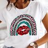 Women Printing Clothes Custom T-Shirt Watercolor Cute Tops Tshirt Short Sleeve Cartoon Heart Print Female Graphic O-Neck Tees