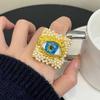 Pearl Demon Eye Ring Geometric Vintage Gold Ring Creative Blue Eyes Ring  Friends